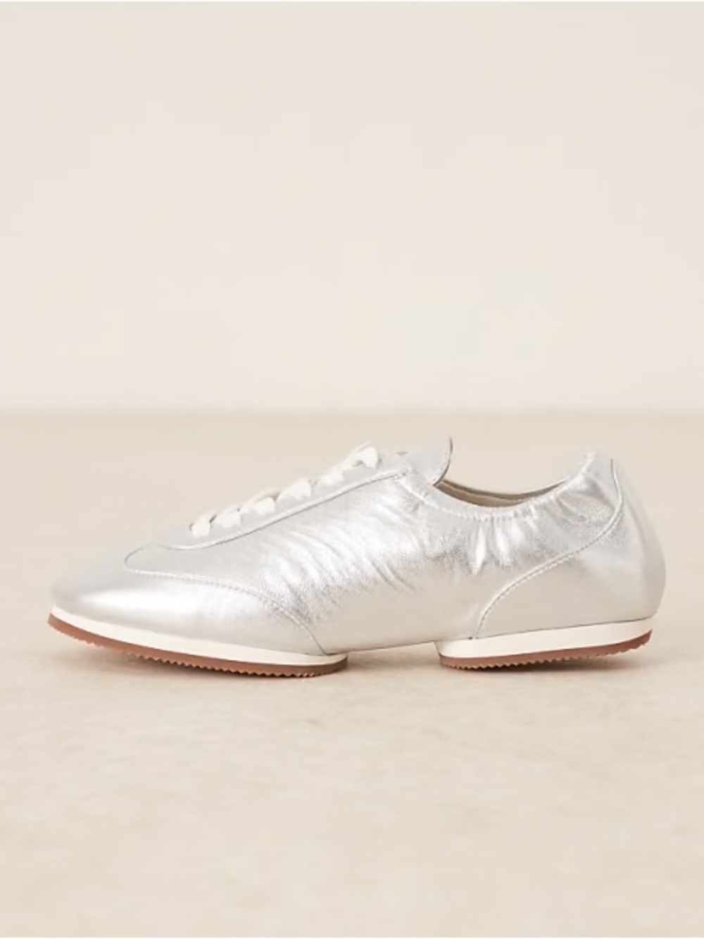 NWOT Polo Ralph Lauren Leather Pony Ballerina Sneakers Silver Metallic size 8